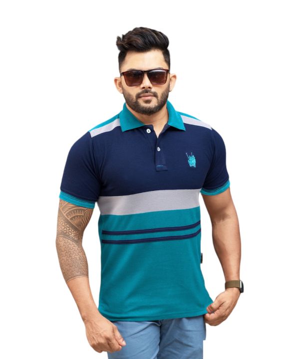 Sea Green, Navy Blue, white mixed 3TONE T shirt for Men | 220GSM