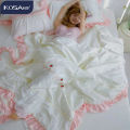 Kosa Summer Princess Style Ice Silk Four-Piece Set Silky Sleep Naked Tencel Sheets Quilt Cover Lace Bedding. 