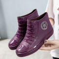 Rainproof Shoes Rubber Boots Women's Kitchen Rubber Shoes Shoe Cover Sweet Short Four Seasons Wear-Resistant Platform Rain Shoes Women's Shoes Rain Boots. 