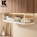 KOKKO Expandable Under Cabinet Shelf, Hanging Under Shelf Storage Basket Organizer, Metal Under Desk Storage Shelf For Pantry Kitchen Cupboard. 