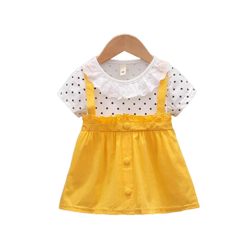 Yfashion Baby Girls Cotton Summer Dress Polka Dot Print Round Neck