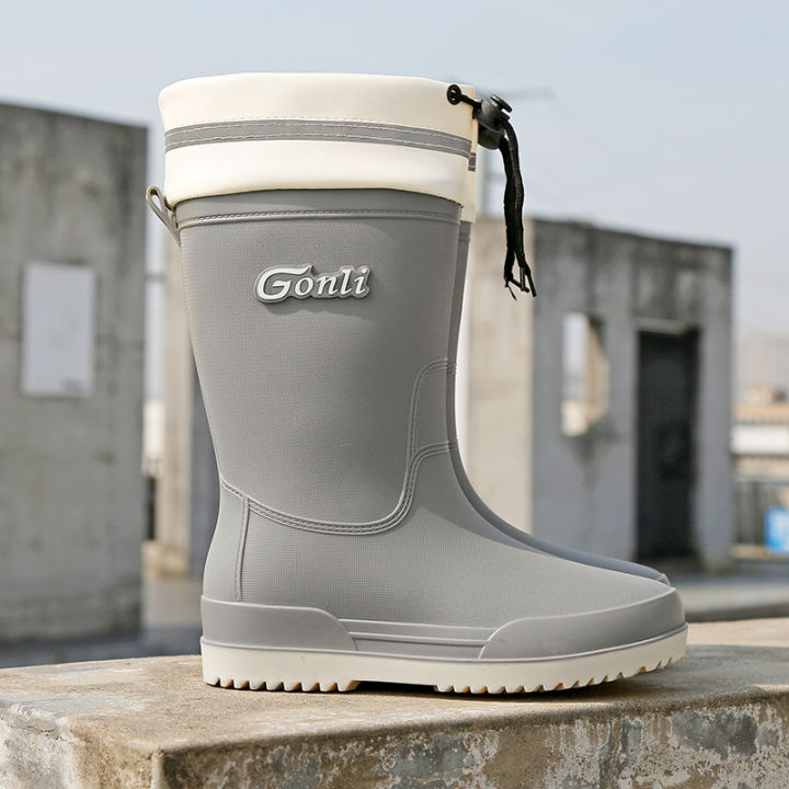 Rain%20Shoes%20Women's%20Outdoor%20Non-Slip%20Mid-High%20Tube%20Pink%20Rain%20Boots%20Women's%20Waterproof%20Rain%20Boots%20Fashion%20Work%20Rubber%20Shoes%20-%20Image%202