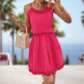 bellylady Women Summer Spaghetti Strap Dress Sleeveless Backless Solid Color Swing Mini Dresses A Line Short Dress. 
