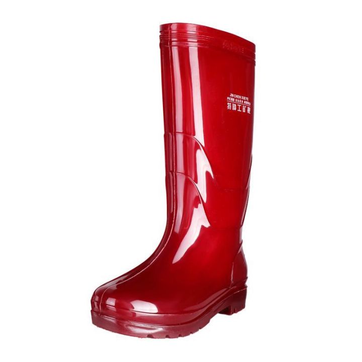 Rain Boots Mesh Waterproof High-Top Miner Rubber Shoes Construction Site Construction Tendon Bottom No Lining Mid-Calf Tendon Bottom Rain Boots Quick-Drying