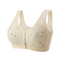 【Low price】Women Summer Thin Cotton Brassiere Mum Front Buckle Large Size Cotton Pads Underwear Non-steel ring Bra Mothers. 