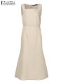 ZANZEA Women Elegant Casual Slim Dresses Mermaid Long Dress Fashion Sleeveless Square Neck Evening Dress Wedding Robes Vestidos. 