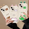 Phone Case For OPPO A58 4G A79 A18 A38 A9 A5 2020 A94 5G F17 F19 F11 F9 Reno 4 5 6 7 Pro Back Cover Casing 3D Cartoon Couple Cute Bear Frog Eyes Cat Ears Silicone Soft Shockproof Anti-falling Fashion Trendy Wavy Edge. 
