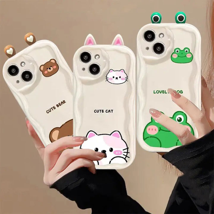 Phone%20Case%20For%20OPPO%20A58%204G%20A79%20A18%20A38%20A9%20A5%202020%20A94%205G%20F17%20F19%20F11%20F9%20Reno%204%205%206%207%20Pro%20Back%20Cover%20Casing%203D%20Cartoon%20Couple%20Cute%20Bear%20Frog%20Eyes%20Cat%20Ears%20Silicone%20Soft%20Shockproof%20Anti-falling%20Fashion%20Trendy%20Wavy%20Edge%20-%20Image%202