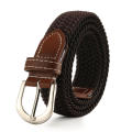 Canvas Elasticated belts Mens womens PU leather Canvas stretch belt Elasticated PU leather trim belt for Casual wear use Adjustable fit Accessory for jeans Suitable for all occasions. 