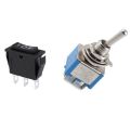 2PCS 3 Pin SPDT ON-OFF-ON 3 Position Snap Rocker Switch with 6 Pin DPDT On/on 2 Position Mini Toggle Switch Blue. 