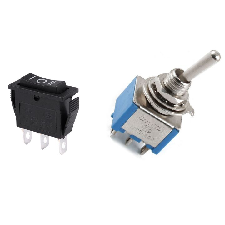 2PCS%203%20Pin%20SPDT%20ON-OFF-ON%203%20Position%20Snap%20Rocker%20Switch%20with%206%20Pin%20DPDT%20On/on%202%20Position%20Mini%20Toggle%20Switch%20Blue%20-%20Image%202