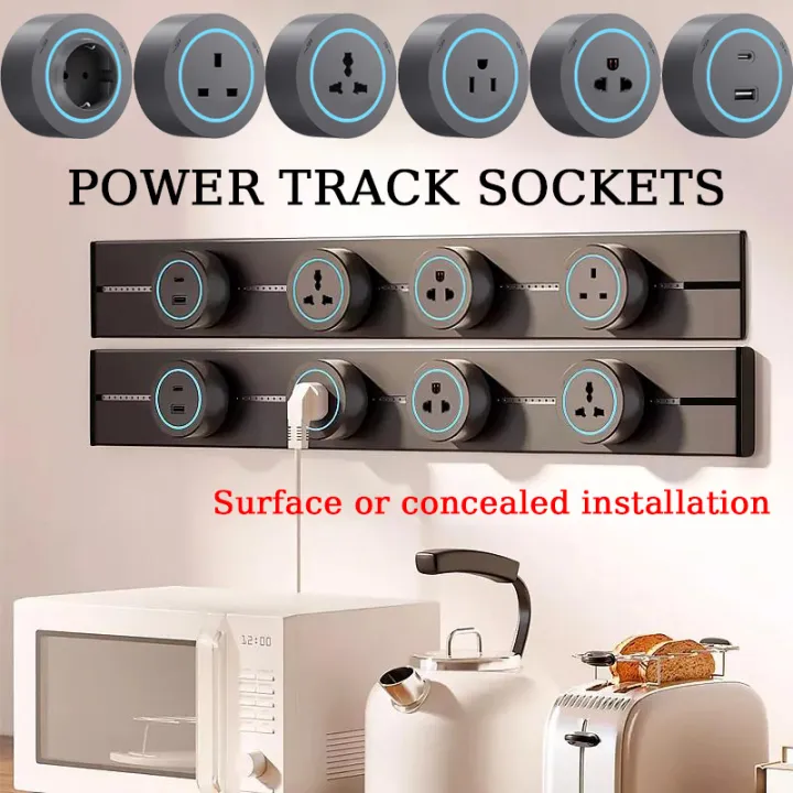 Rail Track Socket UK EU US Standard Round Romovable Adapter Plug Home ...