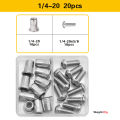 304 Stainless Steel Pop Rivet Nuts Kit, Flat Rivnuts with Bolts & Screws - Assortment Kit 8-32, 10-24, 1/4-20, 5/16-18. 