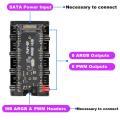5v 3 Pin Argb Fan 4-Pin Argb 4-Pin Pwm 10 Hub Splitter Sata Power Extension Cable Adapter Control Hub Pc Rgb Fan Cooler. 