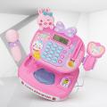 31Pcs Children Pretend & Play Toys Simulation Supermarket Cash Register Toys with Shopping Trolley - Pink Rabbit. 