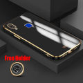 Biruiqu for VIVO Y1s Back Finger Print Version Back Cover Luxury 6D Plating Frame Shiny Bling Phone Pounch Soft Silicone Square Phone Case. 