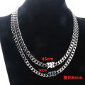 N XL Fu Brian Seven Brothers with the same Cuban necklace European and American men's personality clavicle chain thickened stainless steel jewelry. 