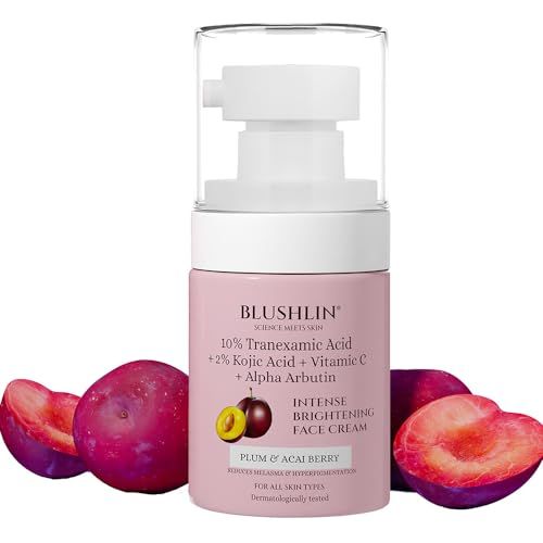 BLUSHLIN 10% Tranexamic Acid Cream with 2% Kojic Acid + 5% Vitamin C + 1% Arbutin | Pigmentation Removal Face Cream | Helps Even Skin Tone, Reduce Dark Spots, Blemishes and Scars - 10gm(FROM INDIA)JEZ