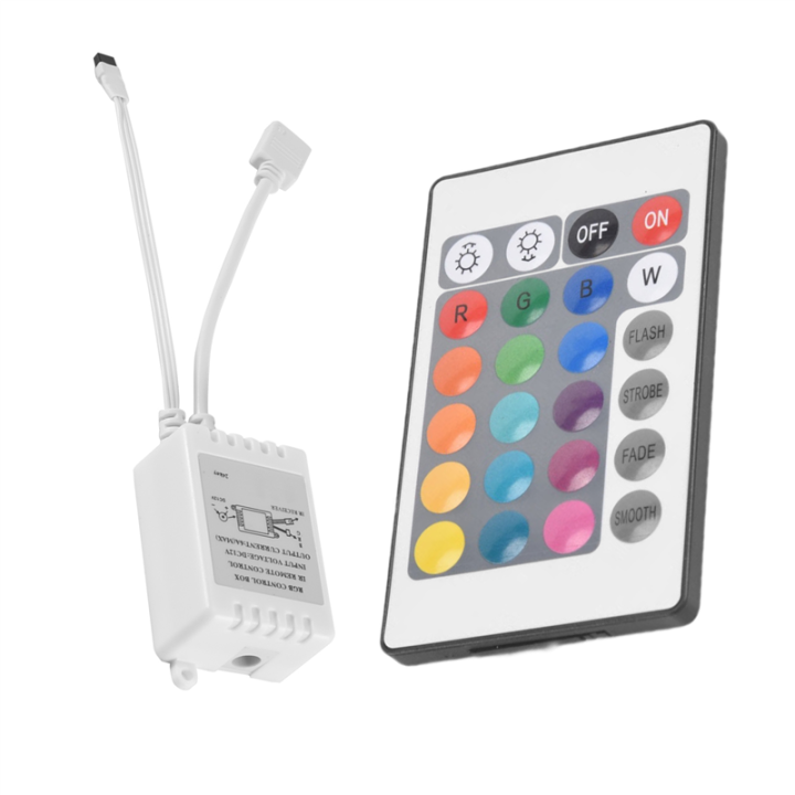 24 Keys Remote Control+ LED Controller RGB IR Light Strip Controller ...