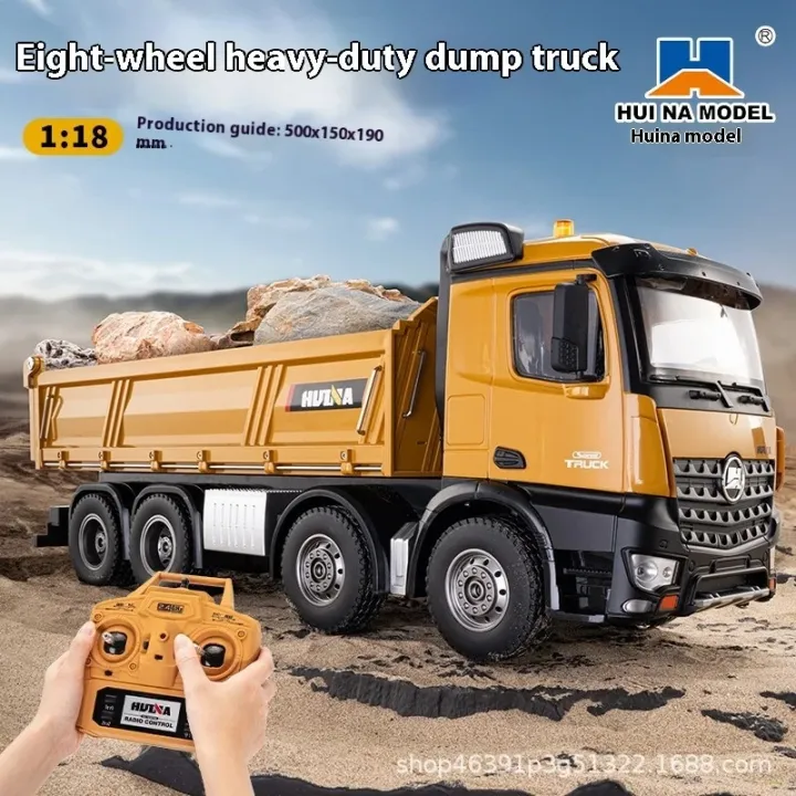 HUINA%201536%201/14%20RC%20Large%20Dump%20Truck%202.4G%20Alloy%20Electric%208-Wheel%20Heavy%20duty%20Construction%20Vehicle%20-%20Image%202