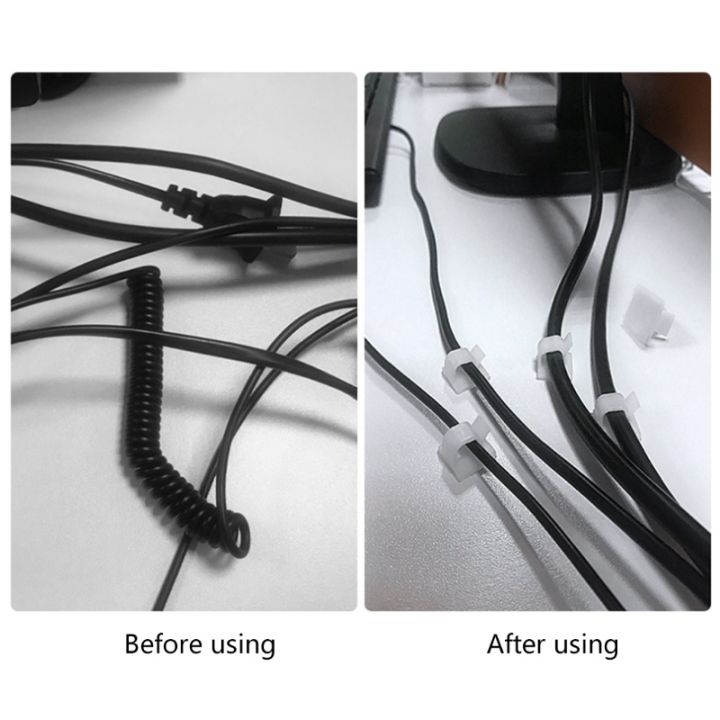 10/20%20Pcs%20Glue%20Self-adhesive%20Wire%20Clip%20Fixer%20Holder%20Cable%20Holder%20Square%20Plastic%20Mount%20Clamp%20Network%20Office%20TV%20Coax%20Cable%20-%20Image%207