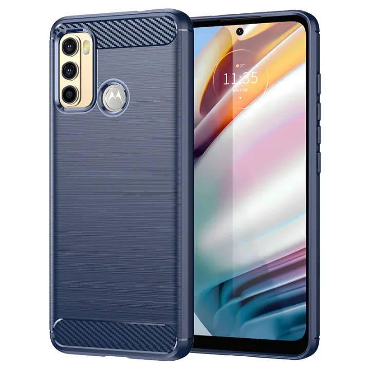 lthmy for Motorola Moto G40 Fusion Case Carbon Fiber TPU Soft Silicone Back Cover Armor Phone Case Casing