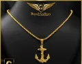 Gold Plated Rope Chain with Ancor Pendant With Free Gift Box. 