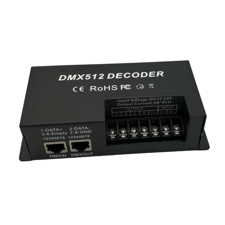 ICQURBT%202X%20512%204%20Channel%20Decoder%20Stage%20LED%20Lighting%20Controller%20PWM%20Dimmer%20Driver%2030A%20Input%20DC12V-24V%20RGB%20Led%20Bar%20Decoder%20-%20Image%203
