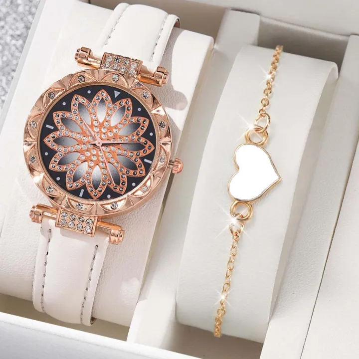 Women's%20Love%20Bracelet%20Watch%20Set%20-%20Petal%20Quartz%20Jewelry%20Wristwatch%20(2%20pcs)%20for%20Stylish%20Fashionistas%20-%20Image%202