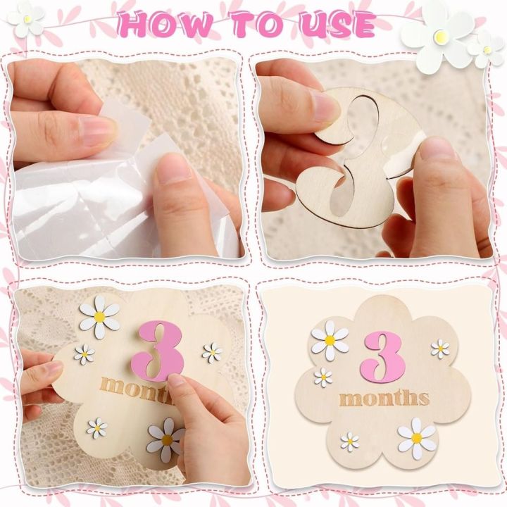 New 3D Baby Monthly Milestone Sign Cards Wooden 1-12 Months Babies ...