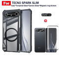 4 in 1 Tecno Spark Slim 4G Shockproof Phone Case With Magnetic Wireless Charging Sticker For Tecno POVA Slim 5G Anti Spy Full Coverage Tempered Glass + Lens Film. 