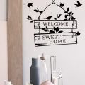 Welcome sweet home quotes wall stickers home decor living room door sign birds flower vine wall decals vinyl mural art. 