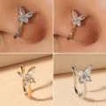 1 Pcs butterfly Non Pierced Without Hole Nose Ring Clip On Nose Hoop Ring Piercings Ear Cuff Tragus Earrings Cartilage. 
