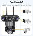 WiFi Triple Lens Camera Outdoor 12MP 6K Triple Lenses Triple Screens Security Video Monitor Night Vision V380 Pro Waterproof CCTV Cameras. 