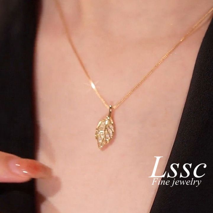 ShopSphere Leaf Stainless Steel Necklace for Women Non Tarnish Kwintas Pendant Gold Chain Accessories Jewelry