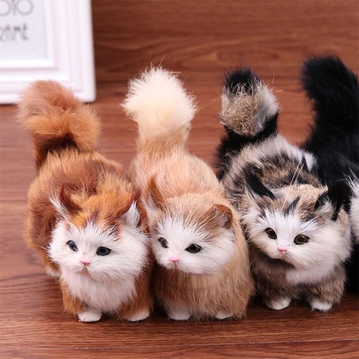 Birthday Gifts Kawaii Soft Fake Cat for Children Baby Toy Cat Model Simulation Cat Stuffed Kitten Plush Cat Toys
