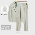 Spring and Autumn New Korean Style Loose Suit Suit Men's Casual Lightly Mature Men's Small Suit Ruffle Handsome Stylish Flow Jacket. 