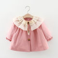 Spring And Autumn New Girls' Baby Long Sleeve Windbreaker Coat Lace Lapel Infant Coat Windproof Girl Children'S Clothing Suitable For 0-3 Years Old. 