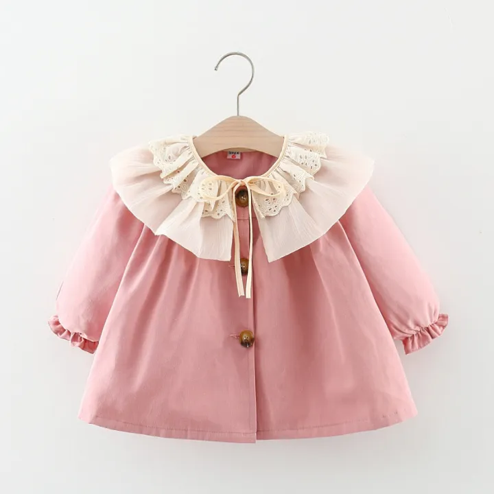 Spring%20And%20Autumn%20New%20Girls'%20Baby%20Long%20Sleeve%20Windbreaker%20Coat%20Lace%20Lapel%20Infant%20Coat%20Windproof%20Girl%20Children'S%20Clothing%20Suitable%20For%200-3%20Years%20Old%20-%20Image%202