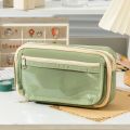 School Supplies Large Capacity Pencil Case Solid Color Pencil Pouch Stationery Pen Case Multi Layer Makeup Bag Pen Storage Bag Girls. 
