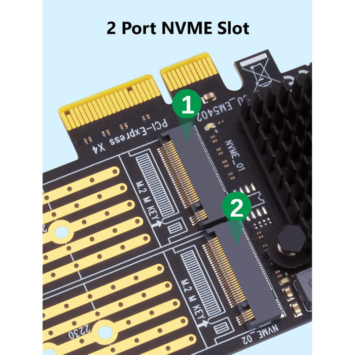 PCI-E%20X4%20to%20Dual%20NVMe%20PCIe%20Adapter,Support%20M.2%20(M%20Key)%20NVMe%20SSD%20-%20Image%202