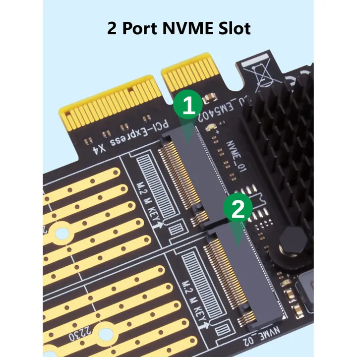PCI-E%20X4%20to%20Dual%20NVMe%20PCIe%20Adapter,Support%20M.2%20(M%20Key)%20NVMe%20SSD%20-%20Image%202