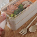 [Good Product] 750ml Healthy Material 2 Layer Lunch Box Wheat Straw Bento Boxes Microwave Dinnerware Food Storage Container Lunch box. 