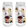 1 Pair New Arrival Hot Selling 3D Printing Cute Happy Nutella Series Cartoon Short Ankle Socks Dropship. 