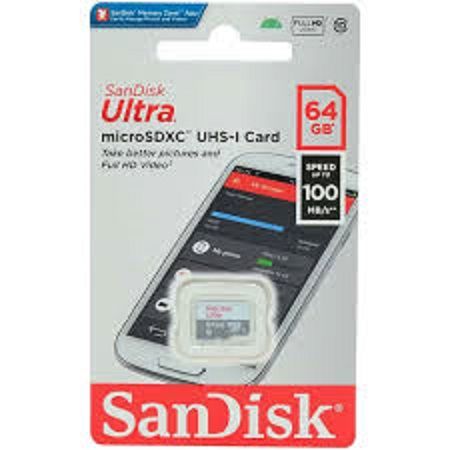 Sandisk Ultra 64Gb Micro SDXC UHS-I Memory Card 100MB/s Class 10 With Adapter