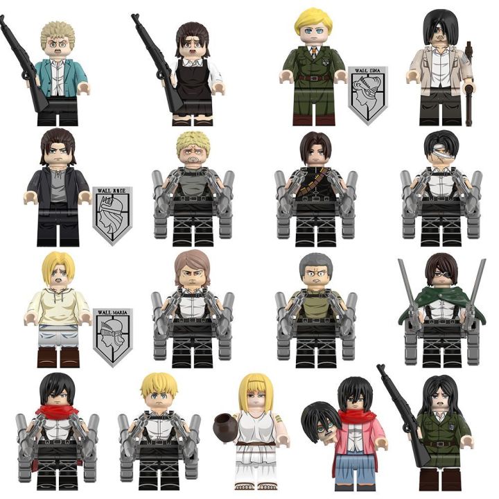 【Popular】Compatible with LEGO Attack on Titan Series Eren Jaeger, Armin Erwin, Levi Ackerman Building Blocks Minifigure Toys