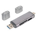 Micro Card Reader, Aluminium Alloy 3 in 1 Card Reader for PC. 