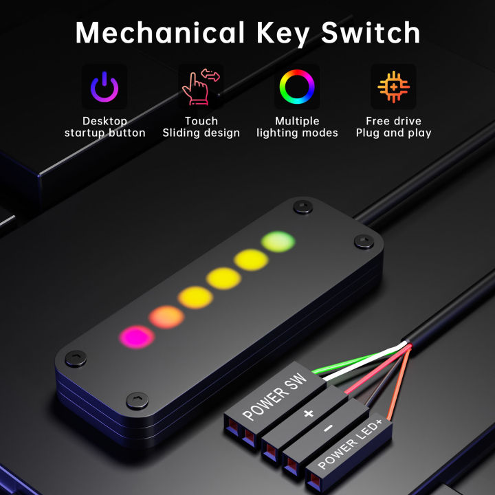 KOKKO Desktop Computer Power Button Touch Sliding Switch Power LED ...
