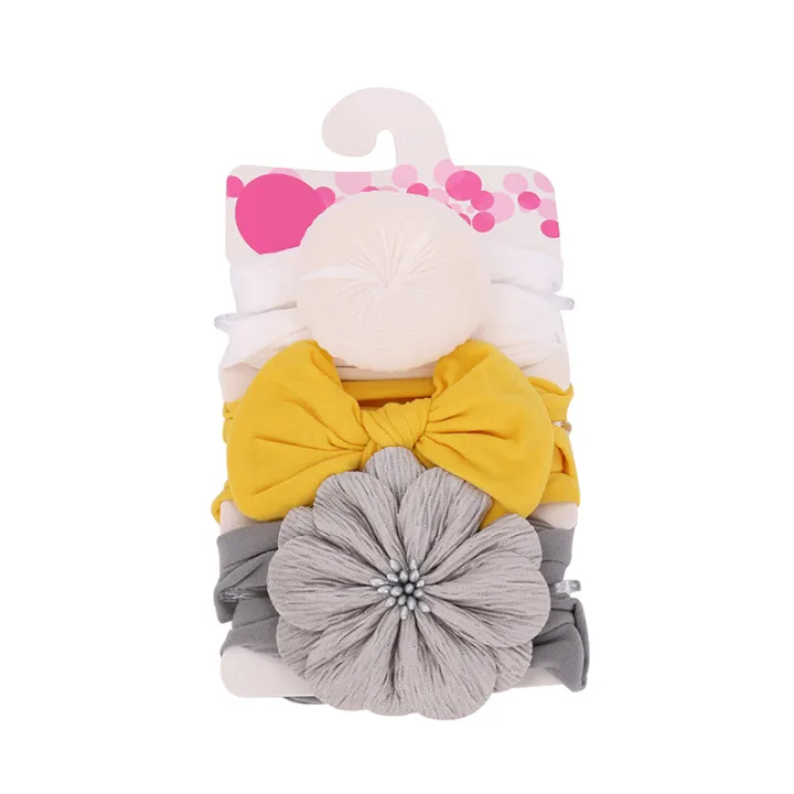 3-Piece Newborn Baby Girl Headbands - Flower Bow Knot Hair Accessories