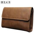 【BestGO】Crazy Horse Skin Korean Men's Handbag Soft Leather Clutch bag. 